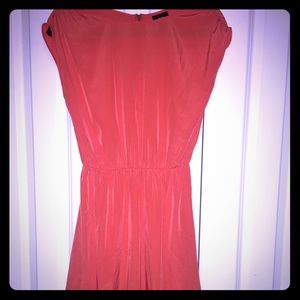 Orange light wait, elastic waist summer dress